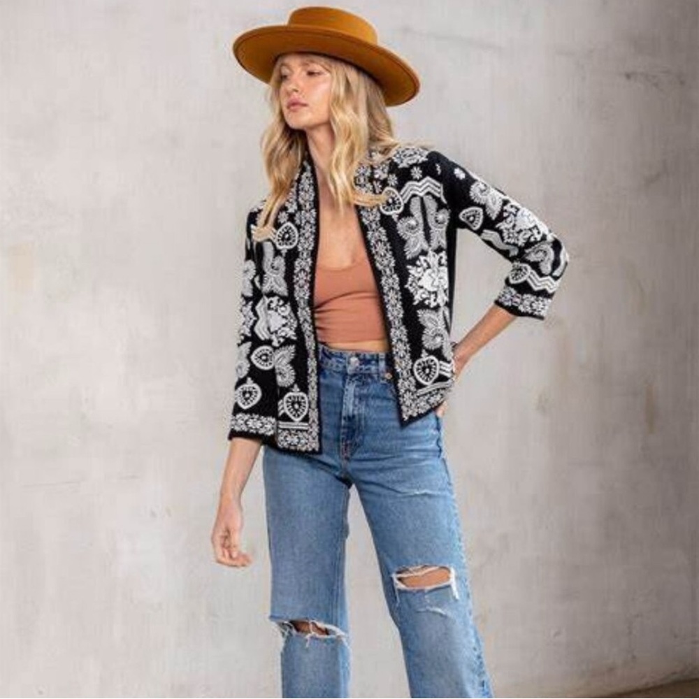 Jacket LOVE STITCH Nora Embroidered Jacket / Structured Cardigan / Boho - Picture 2 of 7